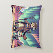 犬を連れた女の子が砂漠を横断する アクセントクッション (裏面(縦))