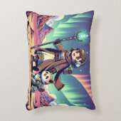 犬を連れた女の子が砂漠を横断する アクセントクッション (正面(垂直))