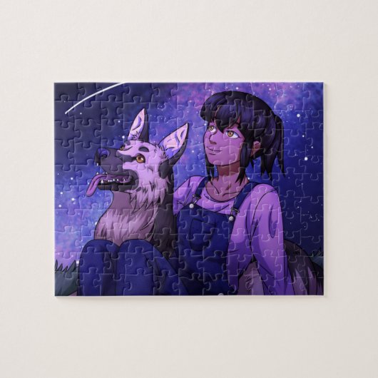 犬を連れてうがいする ジグソーパズル (横)
