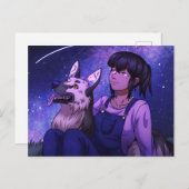 犬を連れてうがいする ポストカード (正面/裏面)