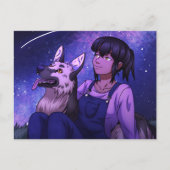 犬を連れてうがいする ポストカード (正面)