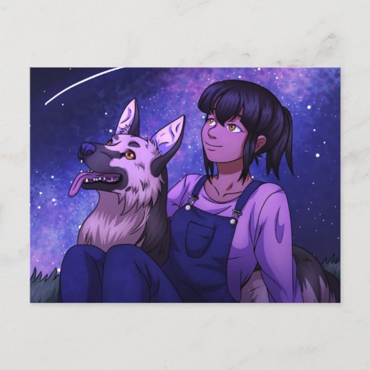 犬を連れてうがいする ポストカード (正面)