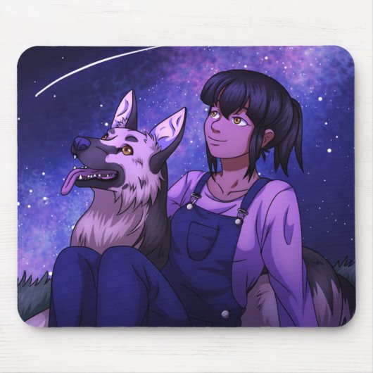 犬を連れてうがいする マウスパッド (正面)