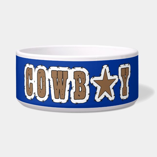 犬を集めているクールな西部のカウボーイ ボウル (正面)