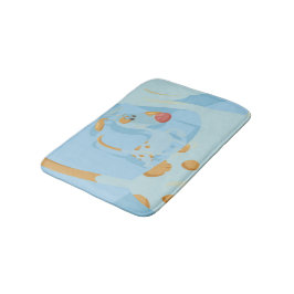 犬を青い背景で見つけて散歩する バスマット