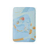 犬を青い背景で見つけて散歩する バスマット (正面縦)