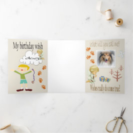 犬を願うハッピーバースデー 三つ折りカード