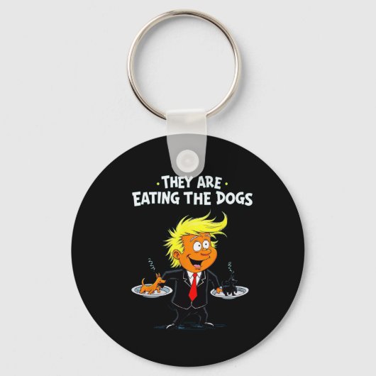 犬を食べているぞ 笑えるトランプの名言 キーホルダー (正面)