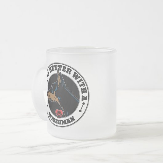 犬を飼うと命が伸びる フロストグラスマグカップ (正面左)