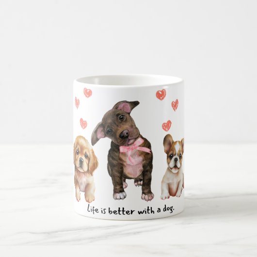 犬を飼えば命が助かる コーヒーマグカップ (中央)