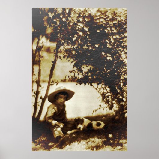 犬を飼ったヴィンテージの少年 ポスター (正面)