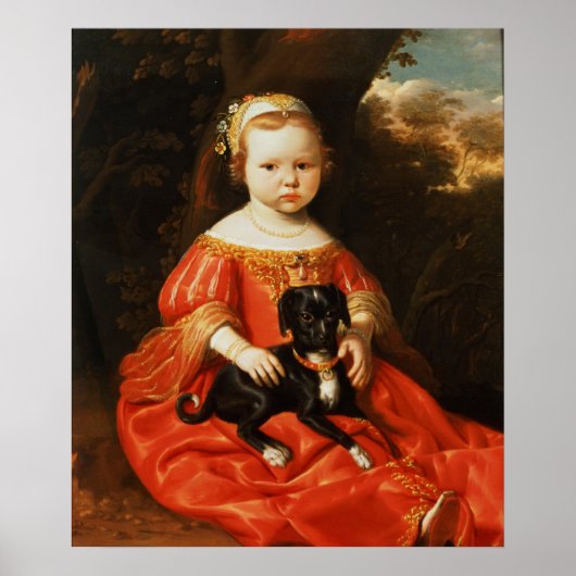 犬を飼った少女のポートレート ポスター (正面)