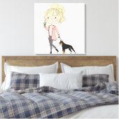 犬を飼っている女の子 キャンバスプリント (インサイチュ (寝室))