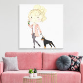 犬を飼っている女の子 キャンバスプリント (インサイチュ (リビング))