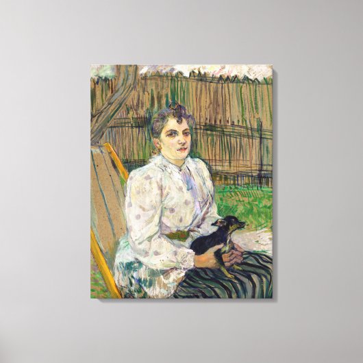 犬を飼っている女性 キャンバスプリント (正面)