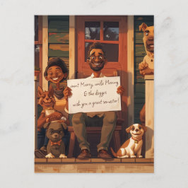犬を飼っている妻と夫 ポストカード