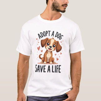 犬を飼って命を救おう ヴィンテージ キュートな子犬レスキュー Tシャツ