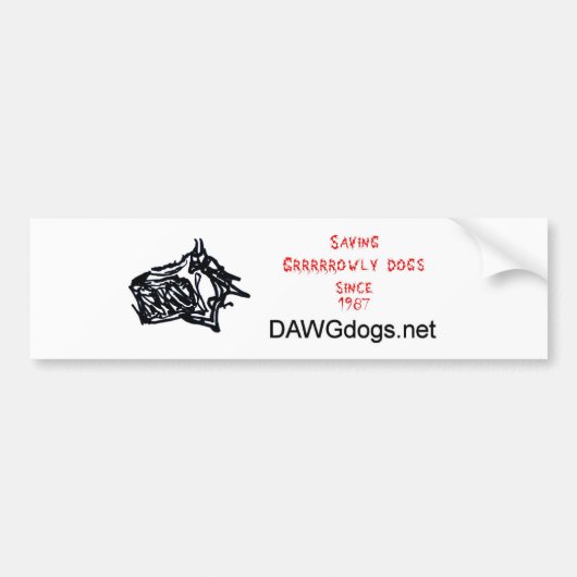 犬をgrowly救うこと バンパーステッカー (正面)