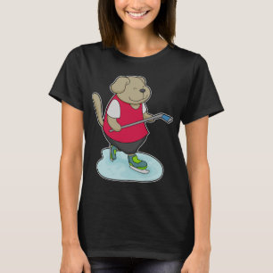 犬アイスホッケーアイスホッケースティック Tシャツ