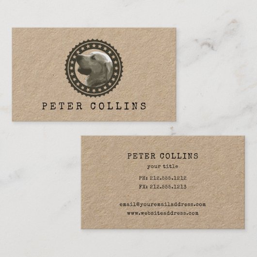 犬アザラシのロゴドッグウォーカー田舎のクラフト 名刺 (正面/裏面)