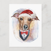 犬イタリアン愛好家のためのGreyhoundクリスマスプレゼント シーズンポストカード (正面)