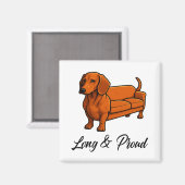 犬ウィーナーソファ長誇りを持ったく マグネット (正面/裏面)