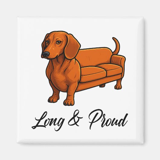 犬ウィーナーソファ長誇りを持ったく マグネット (正面)