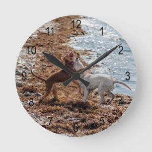 犬オンビーチ ラウンド壁時計