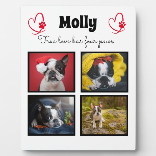犬カスタマイズのコラージュ4枚 フォトプラーク (正面)