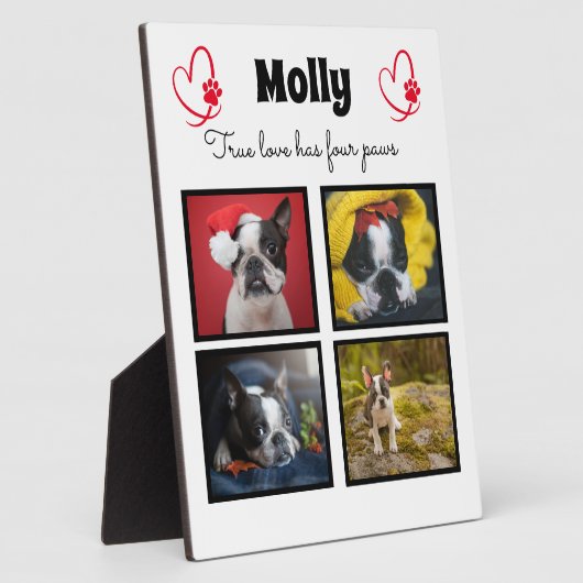 犬カスタマイズのコラージュ4枚 フォトプラーク (側面)