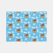 犬カスタマイズのペットの写真と名前ブルー フリースブランケット (正面(横))