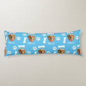 犬カスタマイズのペットの写真と名前ブルー ボディピロー (裏面)