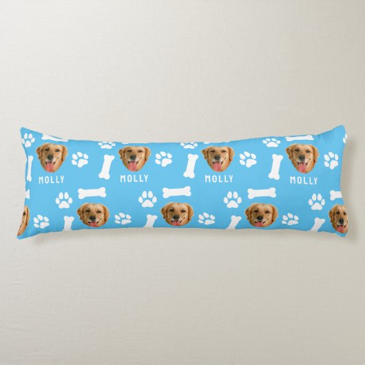 犬カスタマイズのペットの写真と名前ブルー ボディピロー (正面)