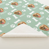 犬カスタマイズのペットの写真と名前Sage Green シェルパブランケット (3/4)