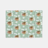 犬カスタマイズのペットの写真と名前Sage Green フリースブランケット (正面(横))