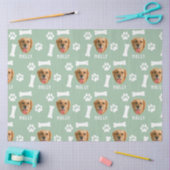 犬カスタマイズのペットの写真と名前Sage Green 薄葉紙 (クラフト)