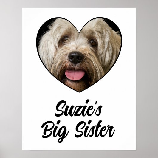 犬カスタマイズの姉妹写真と文字ポスター ポスター (正面)