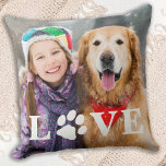 犬カスタマイズ好きLOVE PAW Print Pet Photo クッション<br><div class="desc">愛!祝最高のユニーク友とはカスタム笑い枕と形見。あなたのお気に入りの犬の恋人を驚かせ、誕生日、母の日、バレンタインの日、またはこのかわいい犬の恋人の枕とクリスマス。この愛と前足のプリントデザイン写真の犬の枕は自分のために完璧な贈り物である私たちは、すべての犬の愛が愛であることを知っている家族や友人最高ののために。犬カスタマイズの写真が入った愛犬枕お気に入りの。犬素晴らしからの贈り物！写真を変更するには、「このテンプレートをカスタマイズする」を参照。COPYRIGHT © 2020 Judy Burrows,  Black Dog Art - All Rights Reserved.ペットパーソナライズされた恋人ラブポープリントドッグフォト装飾用クッション</div>