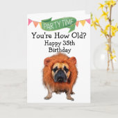 犬カスタムおもしろいの35歳の誕生日 カード (黄色い花)