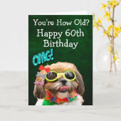 犬カスタムおもしろいカードから60歳の誕生日 カード (黄色い花)