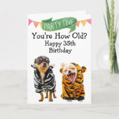 犬カスタムおもしろいカード35歳の誕生日 カード (正面)