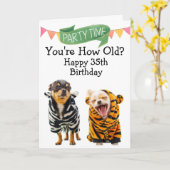 犬カスタムおもしろいカード35歳の誕生日 カード (黄色い花)