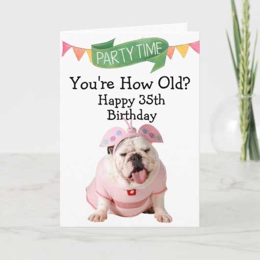 犬カスタムおもしろいカード35歳の誕生日 カード (正面)