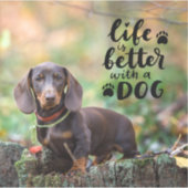 犬カスタムとペットの写真の生活が良い シール (正面)