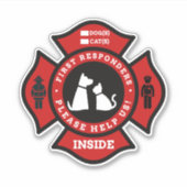 犬カスタムと猫数用ペット警報シール シール (正面)