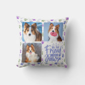 犬カスタムの写真の友最高の人が手のポープの印刷を持つ クッション (正面)