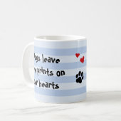 犬カスタムの写真の手はメモリの青を印刷 コーヒーマグカップ (正面左)