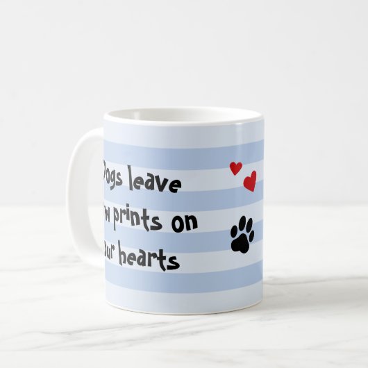 犬カスタムの写真の手はメモリの青を印刷 コーヒーマグカップ (正面左)