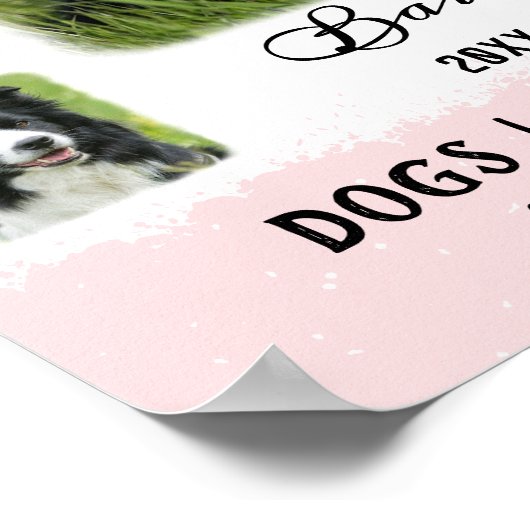 犬カスタムの写真コラージョ縁どン白ピンク ポスター (角)