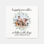 犬カスタムの後を楽しんで撮ったペットフォ結婚ト スタンダードカクテルナプキン (正面)